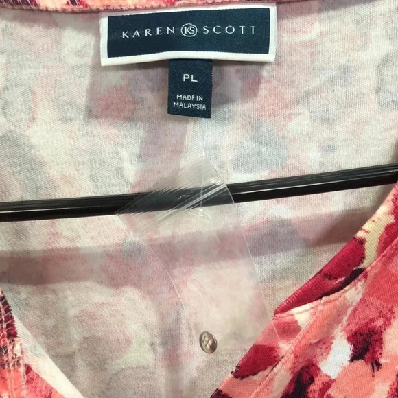 Karen Scott V-neck pull over w/buttons, pattern,long sleeve - Picture 5 of 9